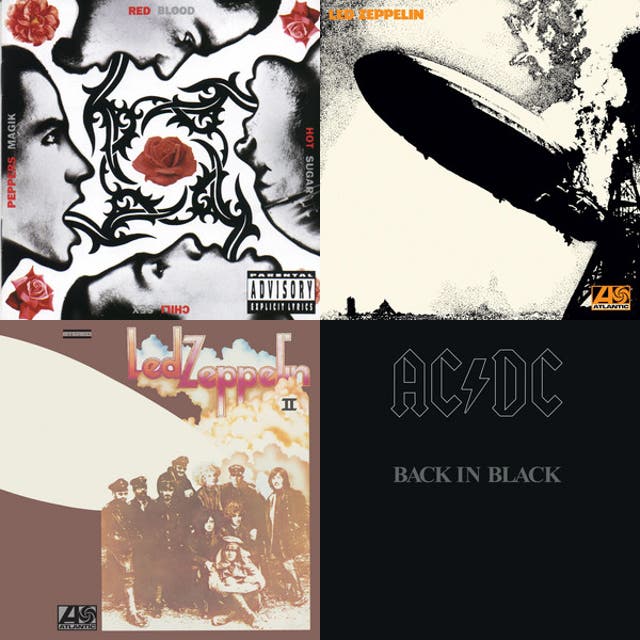 rolling stones, led zeppelin, AC/DC, red hot chili peppers, artic ...